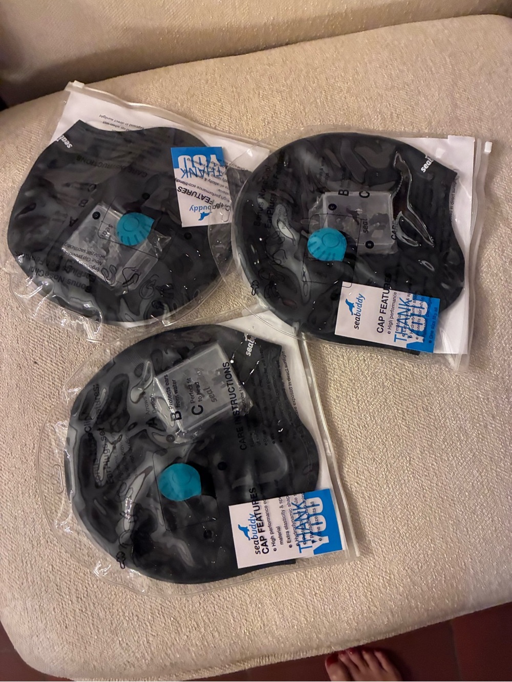 Seal buddy  Black Silicone Cap with Blue Valve - Pack of 3